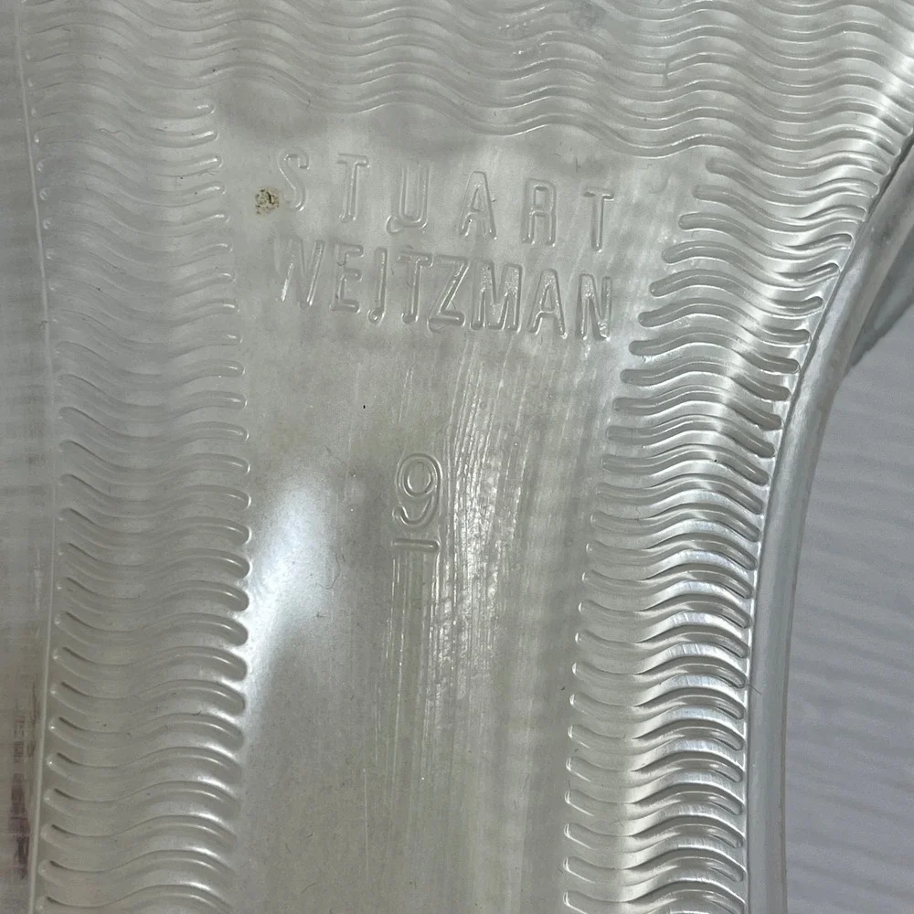 Stuart Weitzman Silver‎ Flower Jelly Thong Sandals Women's Size 9 - Picture 5 of 6